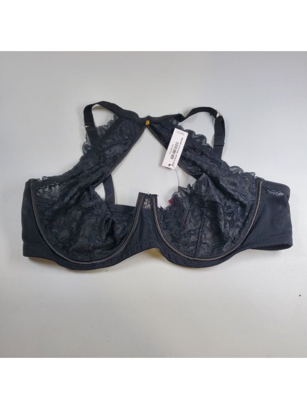 Adore Me Talulah Balconette Bra Women Size 38DD NWT Black Lace Cups Plunge